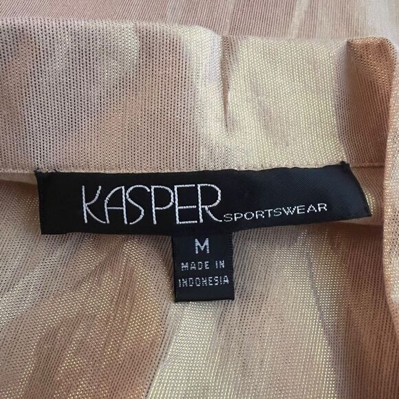 Kasper sportswear gold metallic button down shirt - Picture 3 of 7